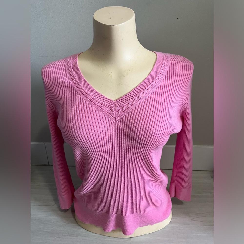 Ralph Lauren baby Pink V-Neck Women's Sweater 100% cotton in perfect condition